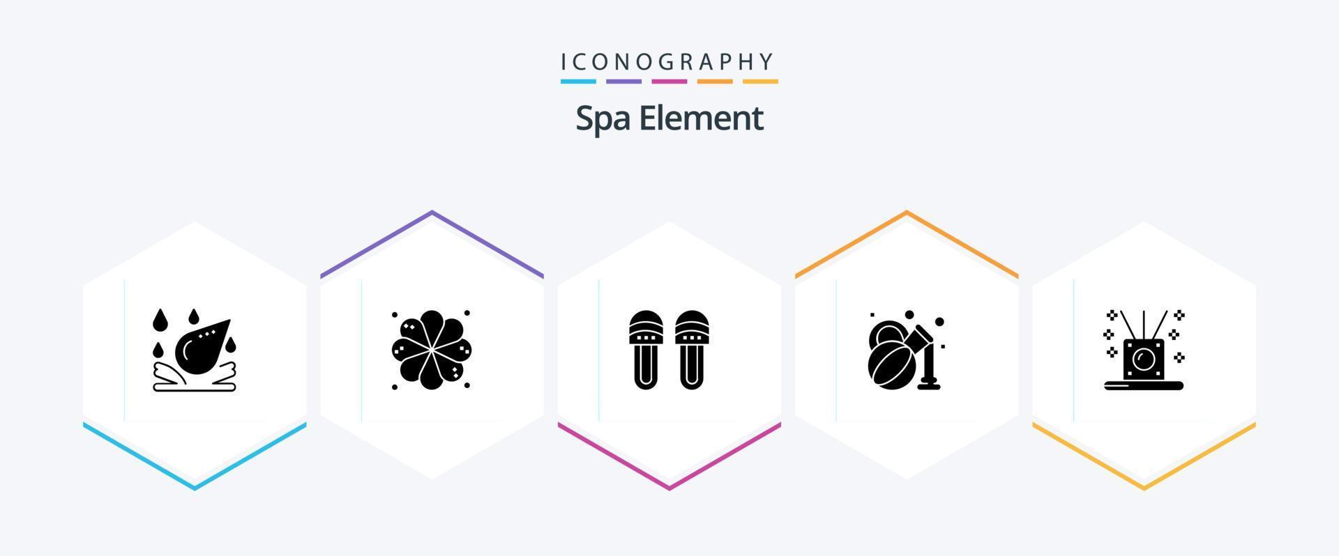 Spa Element 25 Glyph icon pack including . spa. footwear. relaxing. spa vector