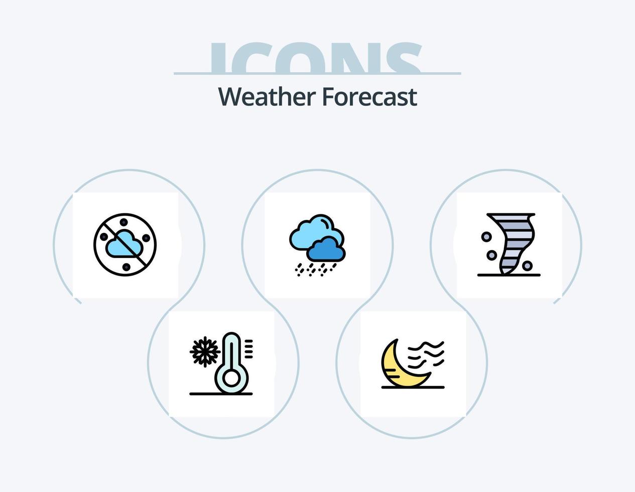 paquete de iconos llenos de línea meteorológica 5 diseño de iconos. invierno. nieve. clima. escama. lluvia vector