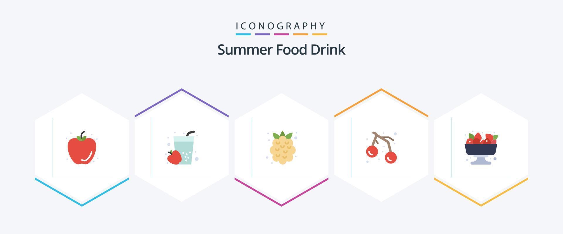 Summer Food Drink 25 Flat icon pack including food. cherry. food. fruit. food vector