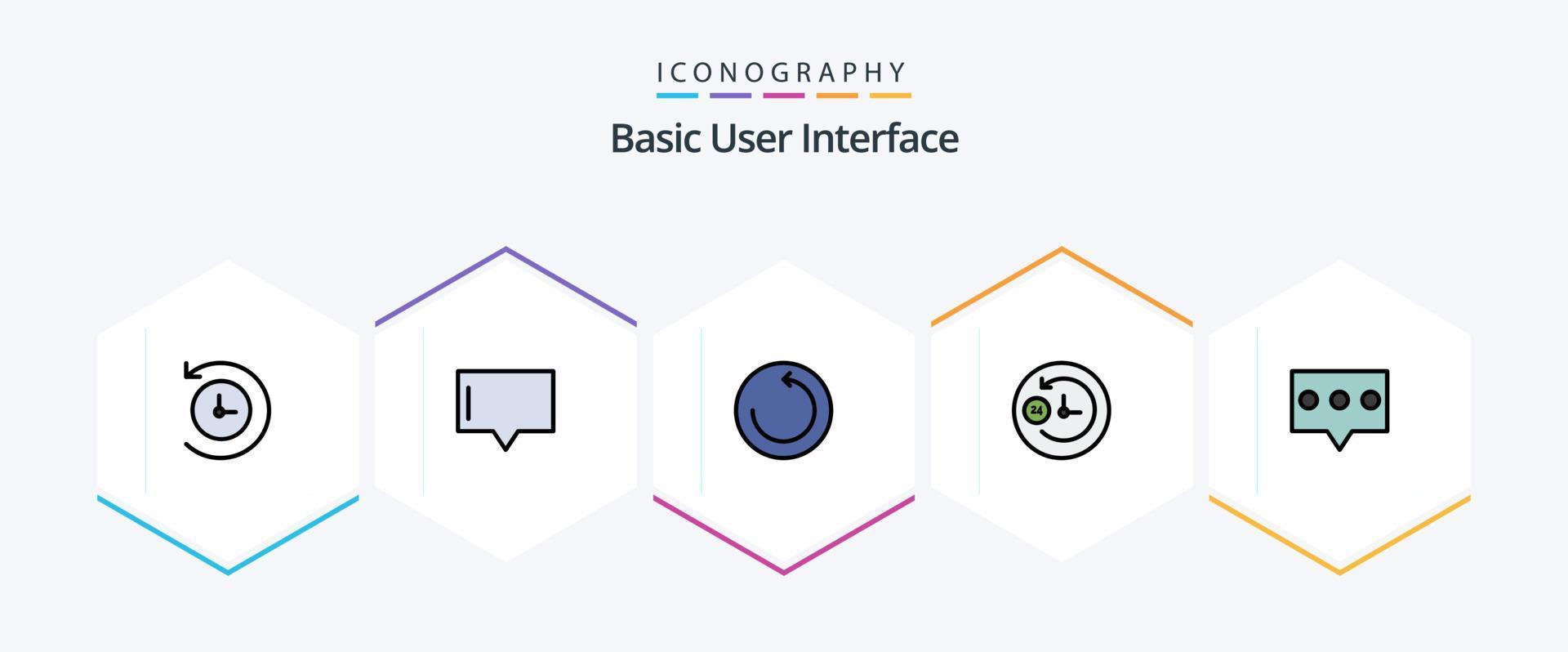 Basic 25 FilledLine icon pack including . . time machine. message. bubble vector