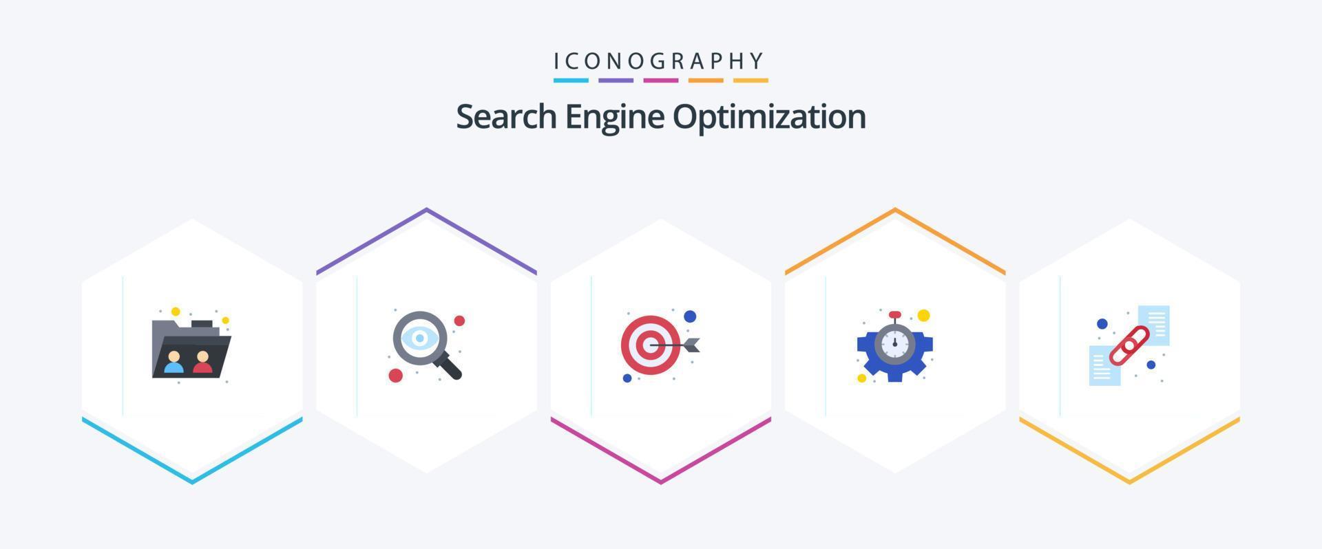 Seo 25 Flat icon pack including network. file. arrow. seo. optimization vector