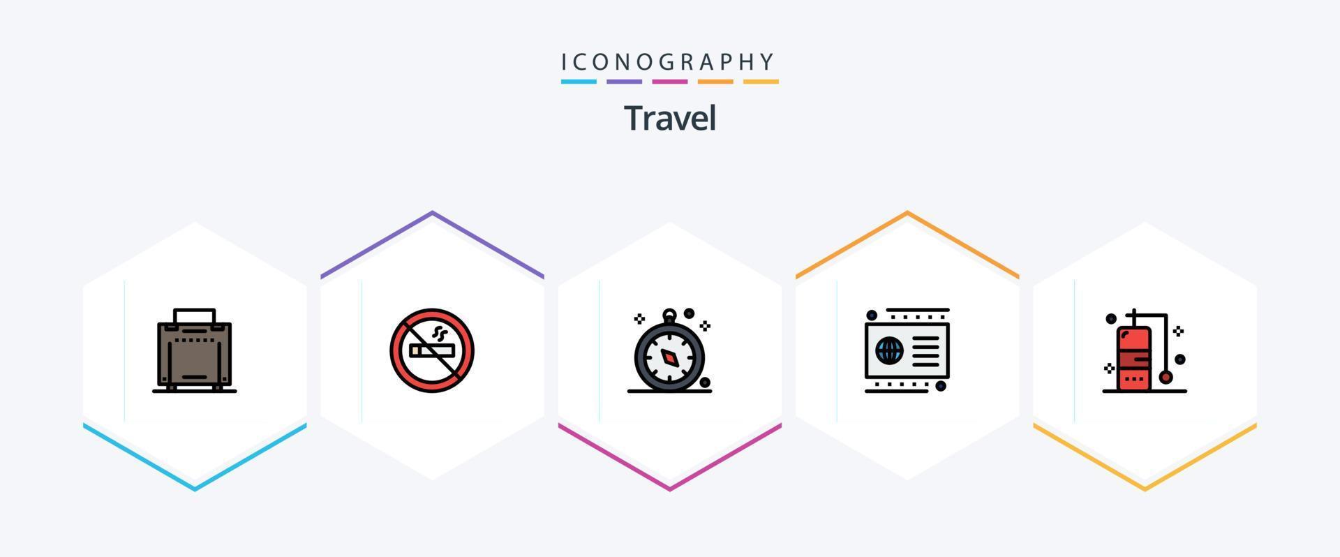 Travel 25 FilledLine icon pack including . travel. navigation. diving. debit vector