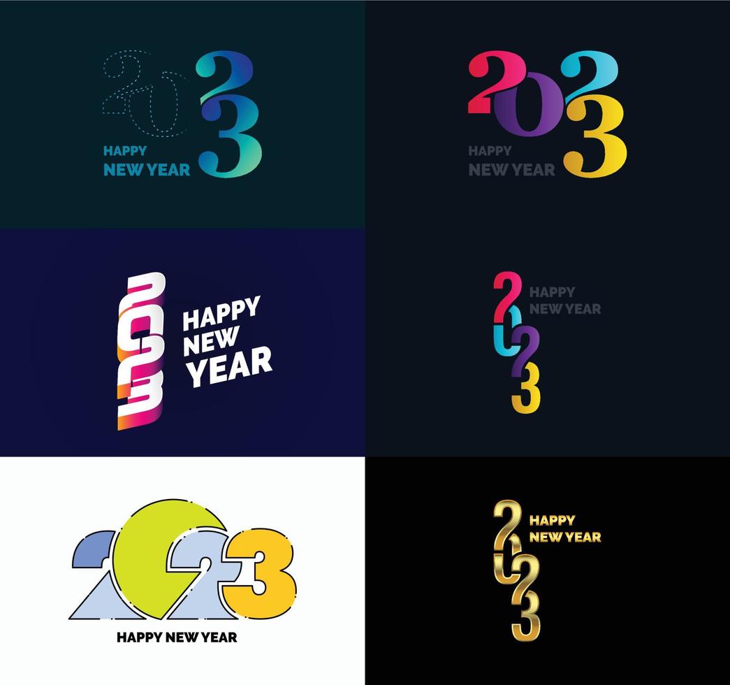 Big Collection of 2023 Happy New Year symbols Cover of business diary for 2023 with wishes vector