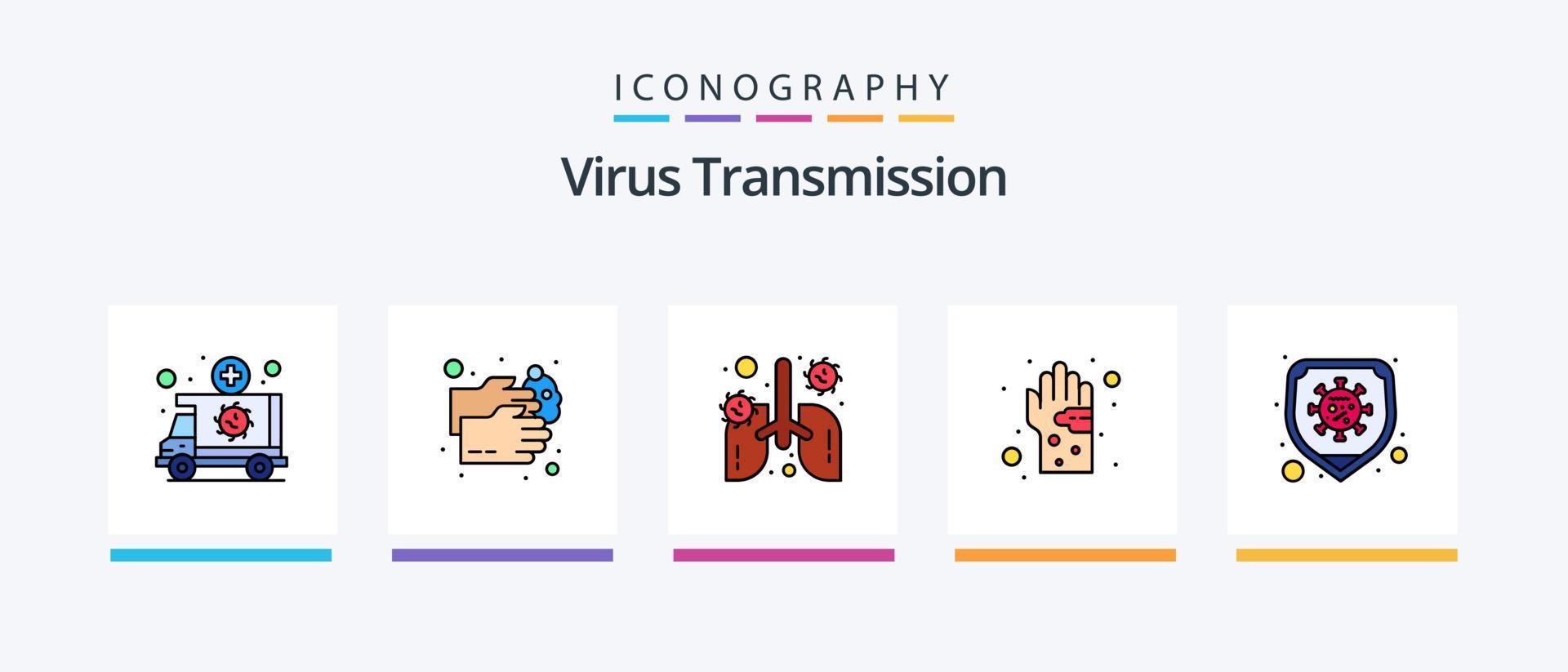 Virus Transmission Line Filled 5 Icon Pack Including eye. search. head. loupe. education. Creative Icons Design vector