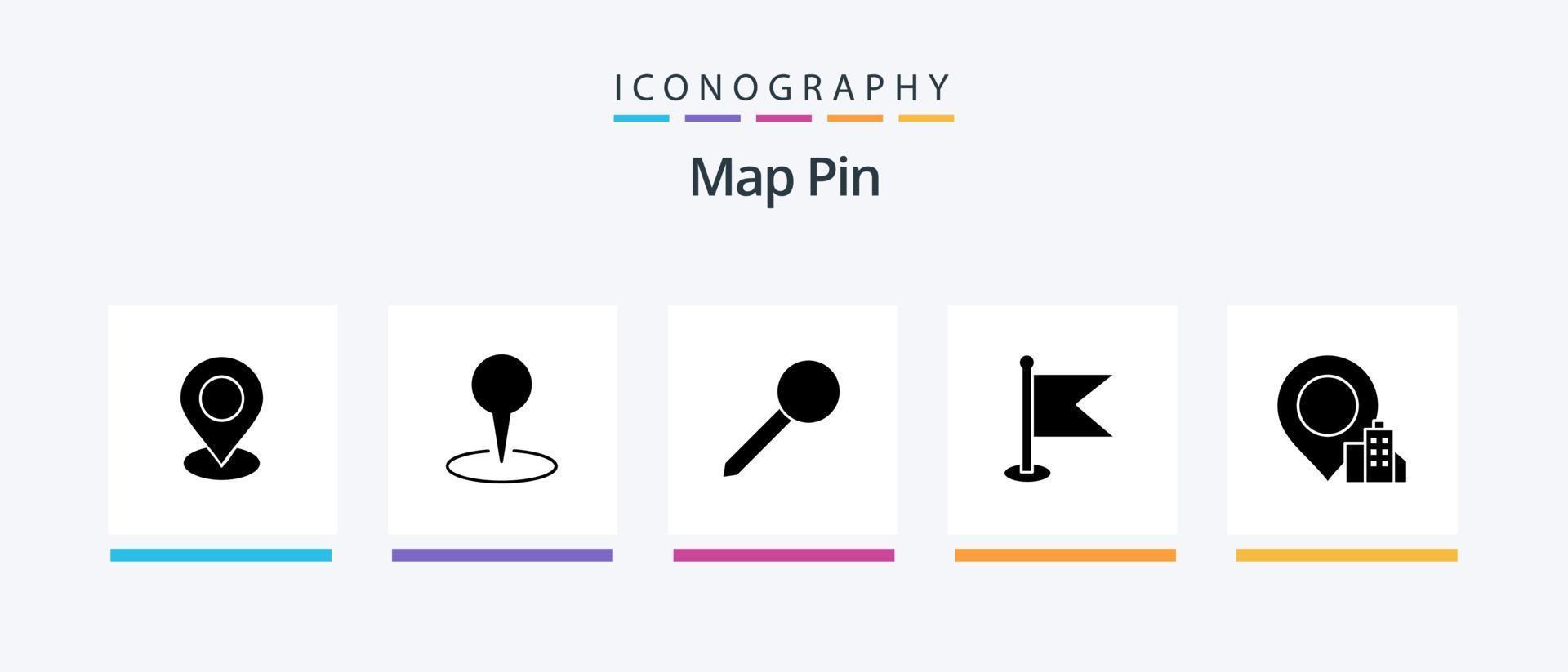 Map Pin Glyph 5 Icon Pack Including . flag. hotel. location. Creative Icons Design vector