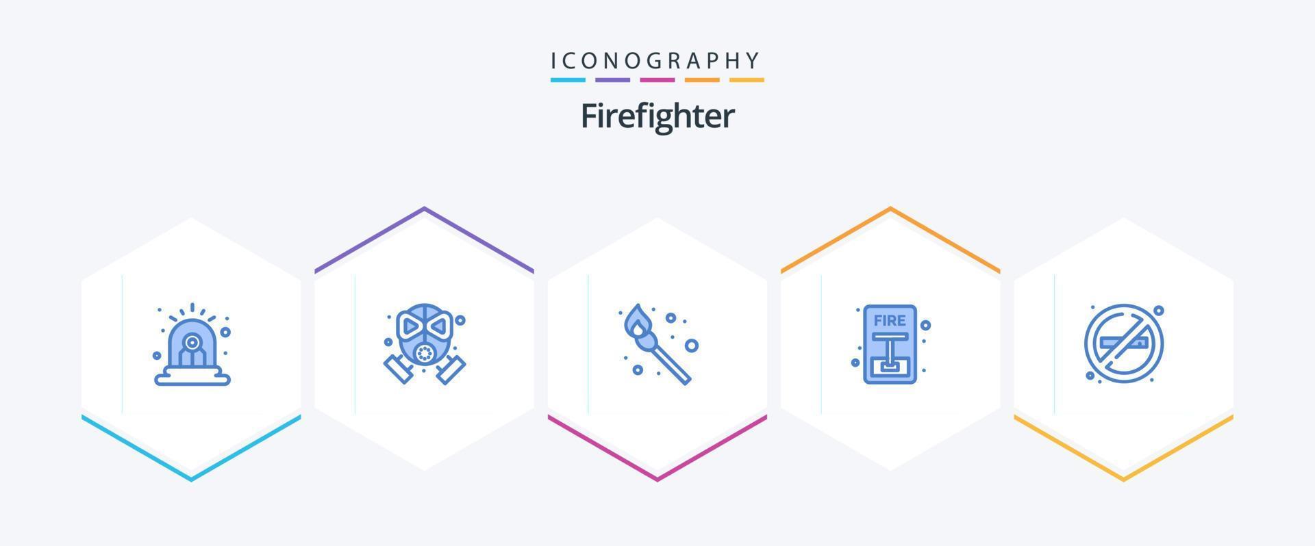 Firefighter 25 Blue icon pack including place. fire. camping. fire. escape vector