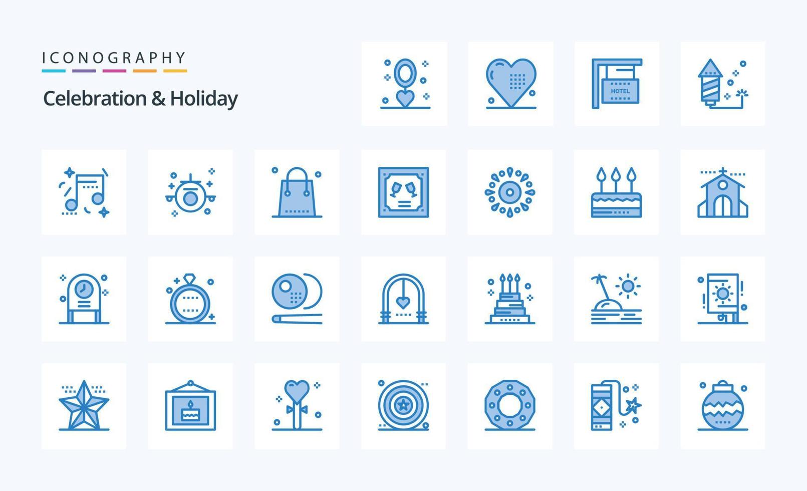 25 Celebration  Holiday Blue icon pack vector