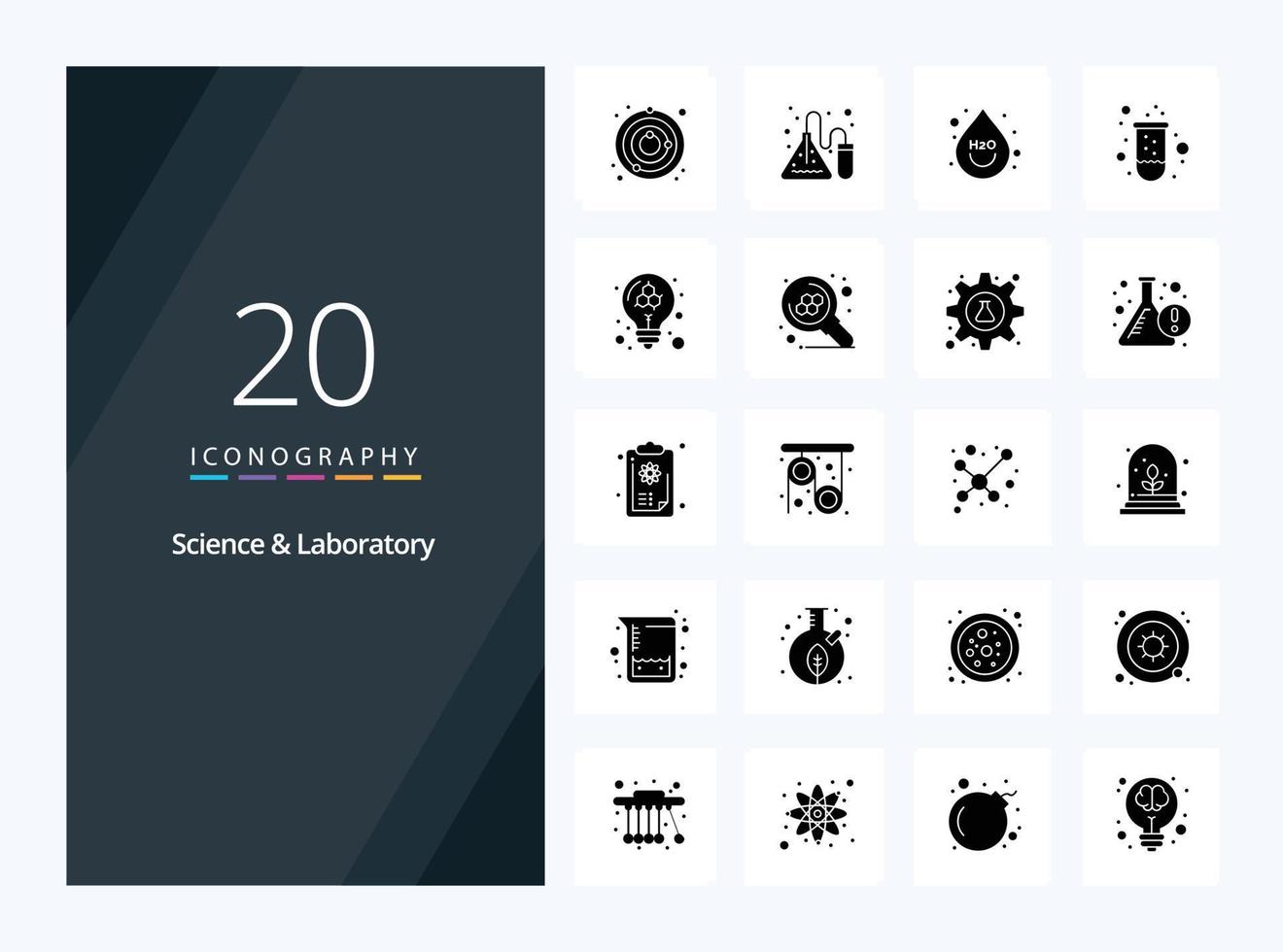 20 Science Solid Glyph icon for presentation vector