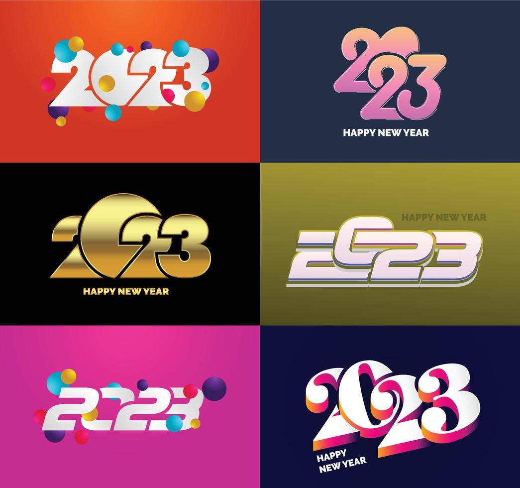 Big Set of 2023 Happy New Year logo text design 2023 number design template vector