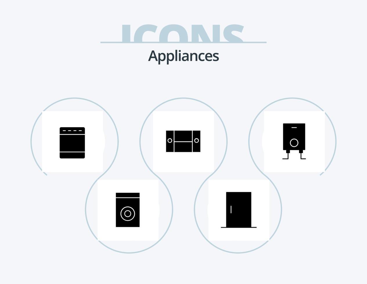 electrodomésticos glyph icon pack 5 diseño de iconos. agua. caldera. gas. electrodomésticos. escritorio vector