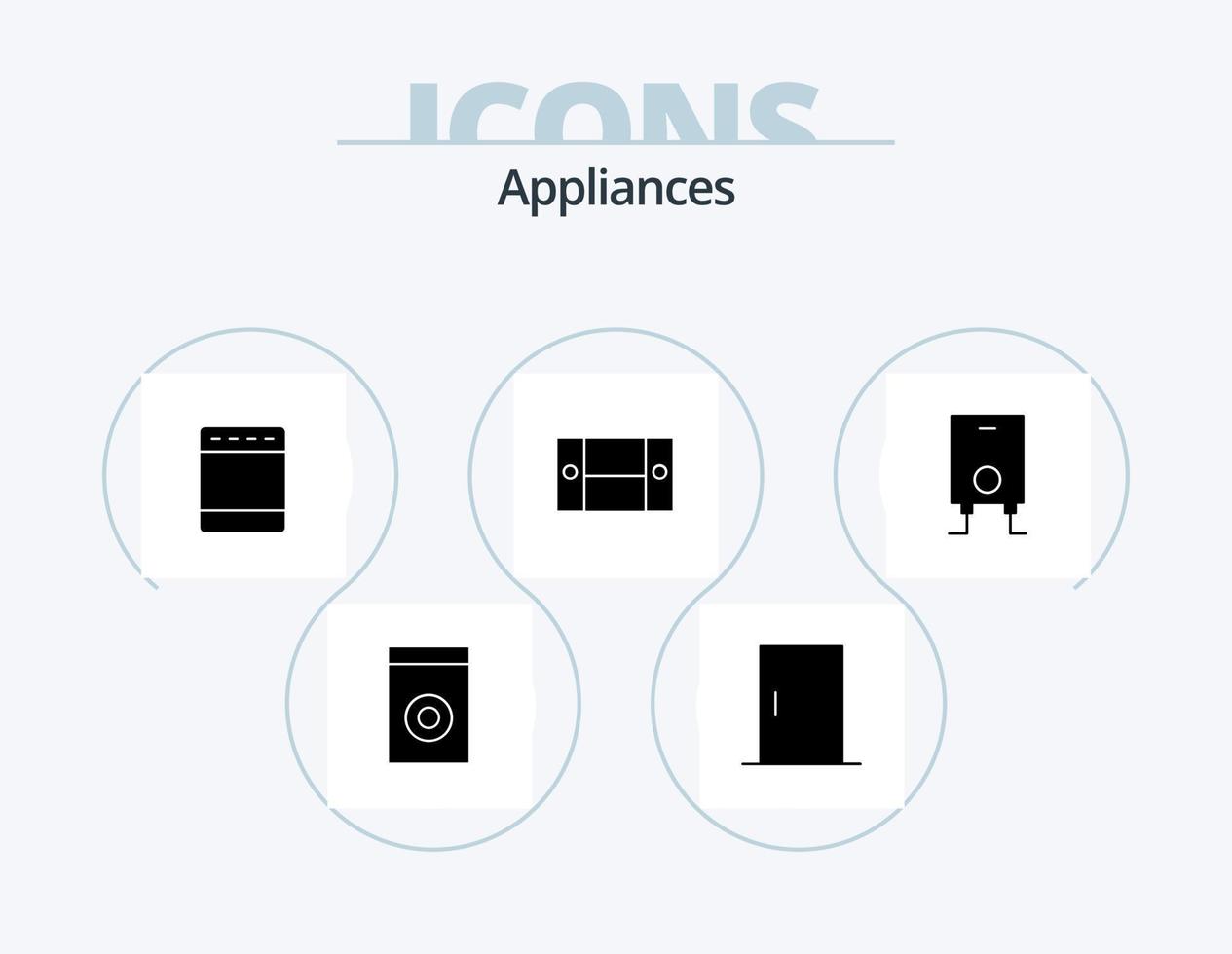 Appliances Glyph Icon Pack 5 Icon Design. water. boiler. gas. home appliances. desk vector