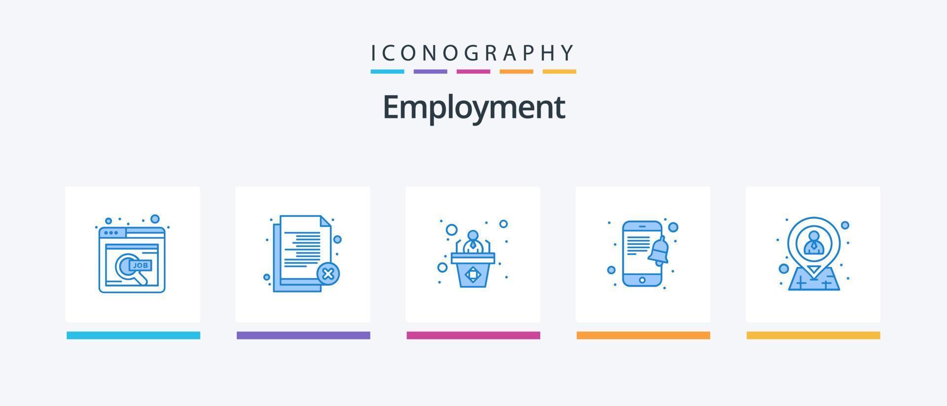 Employment Blue 5 Icon Pack Including hr. smartphone. reject. notification. speech. Creative Icons Design vector
