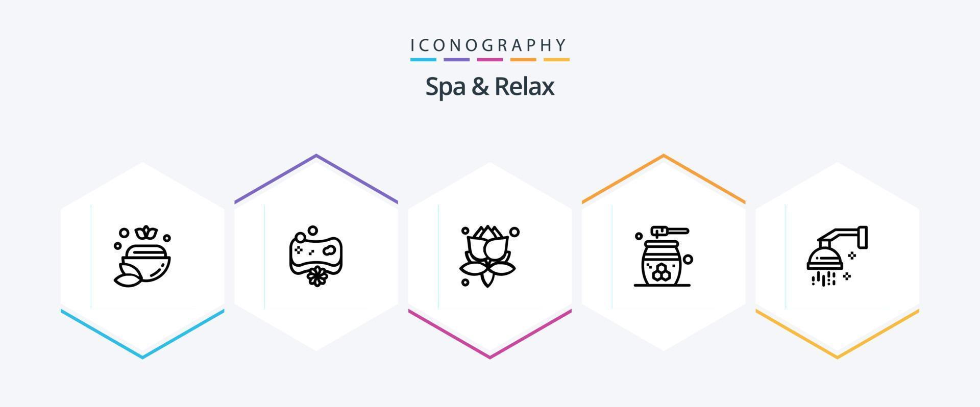 Spa And Relax 25 Line icon pack including grooming . beauty . soap . plant vector