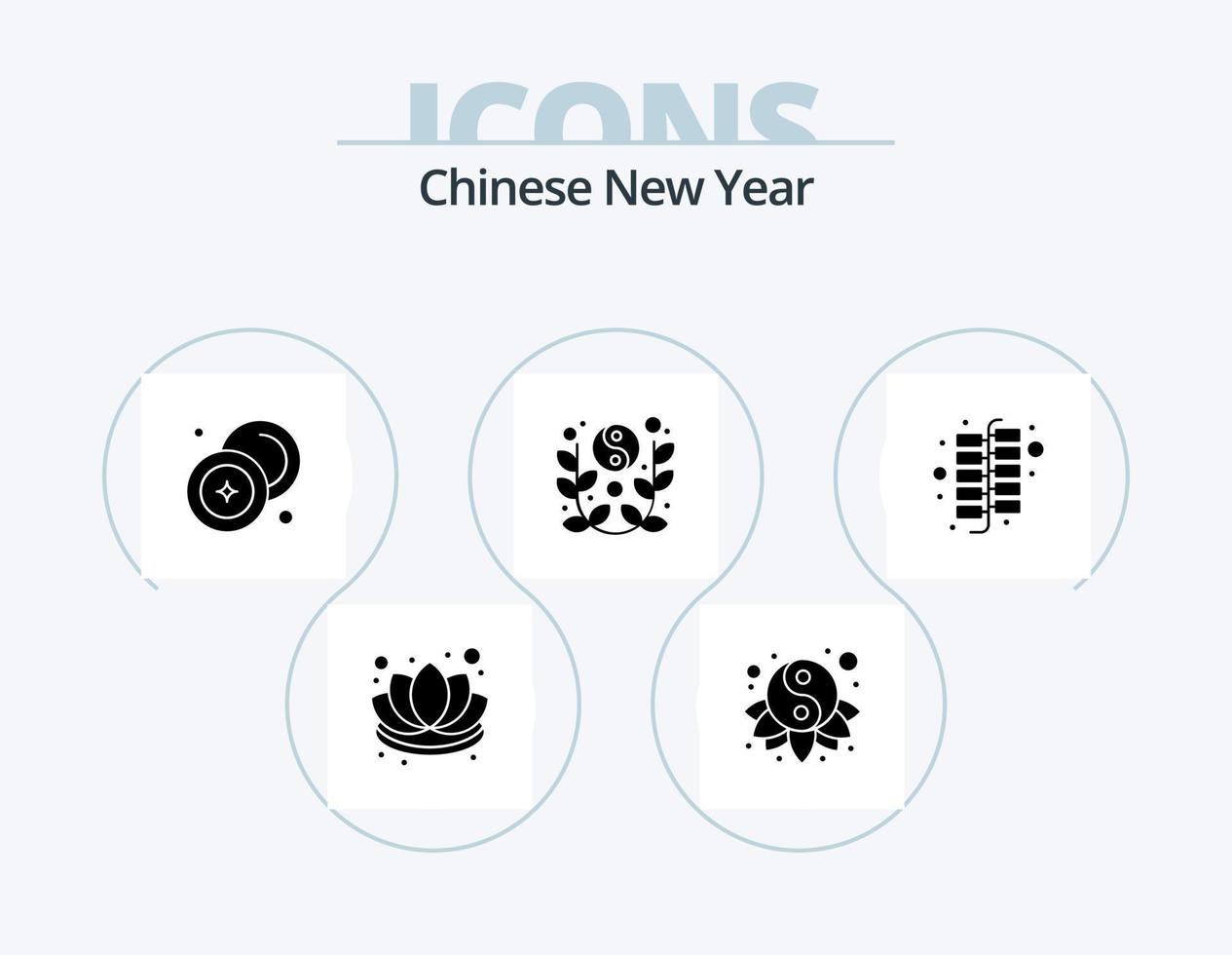 paquete de iconos de glifos de año nuevo chino 5 diseño de iconos. celebrar. año. dinero en efectivo. nuevo. dinero vector