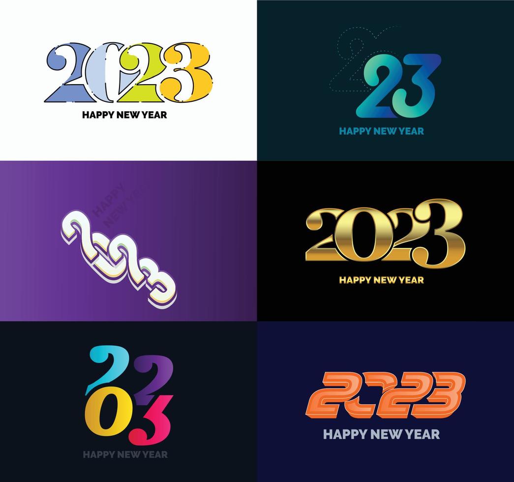 Big Collection of 2023 Happy New Year symbols Cover of business diary for 2023 with wishes vector
