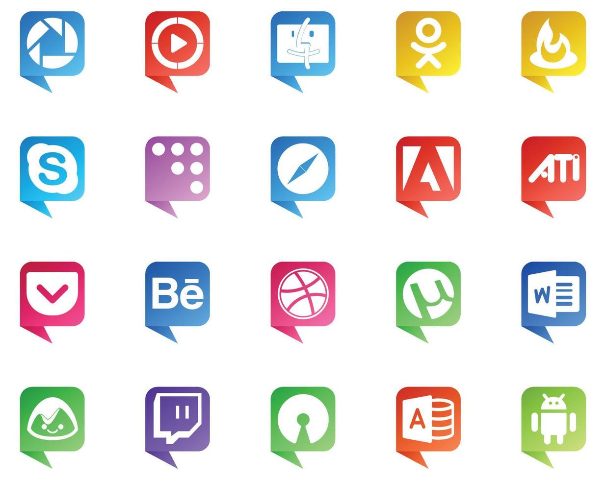 20 Social Media Speech Bubble Style Logo like word dribbble coderwall behance ati vector