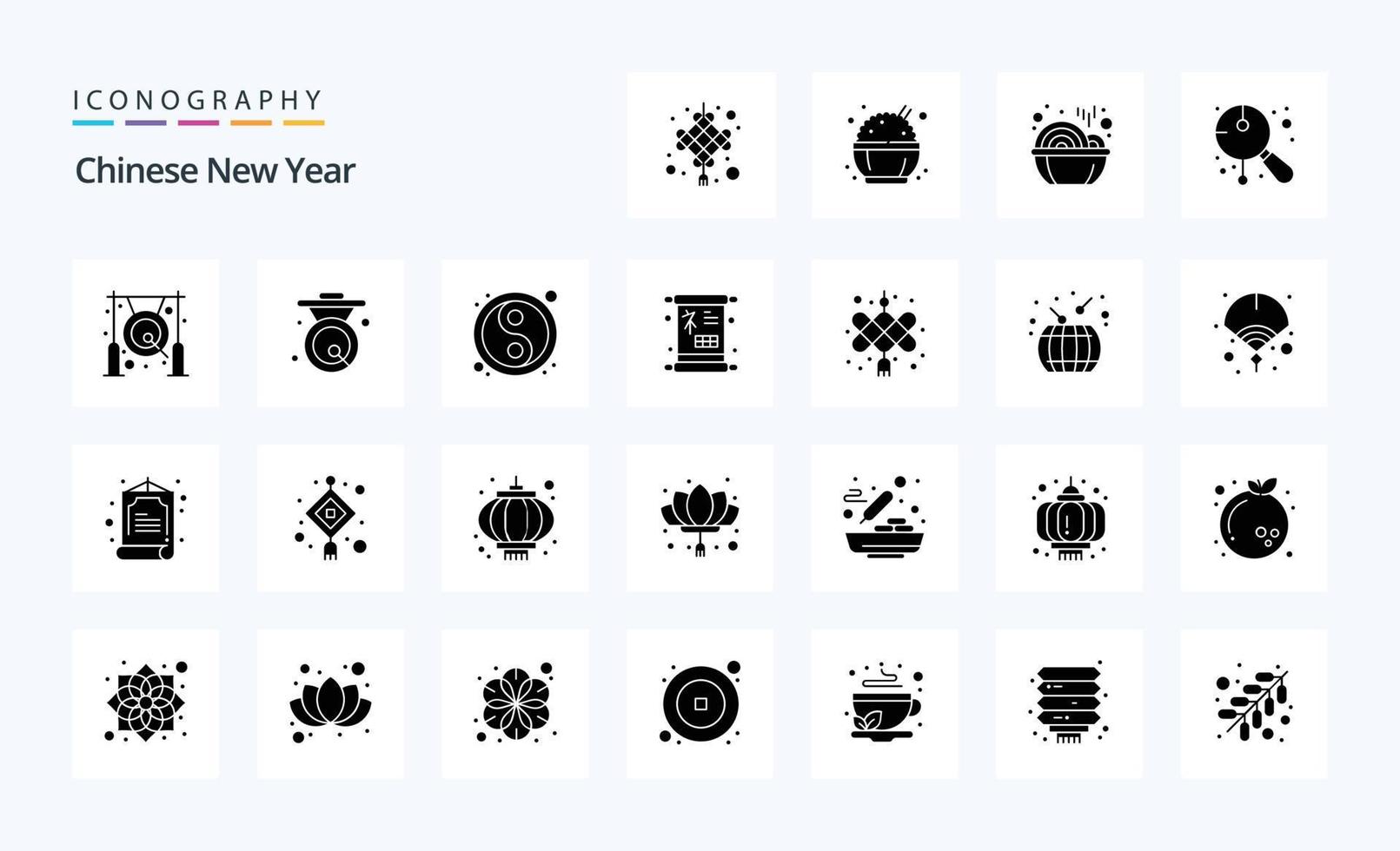 25 Chinese New Year Solid Glyph icon pack vector