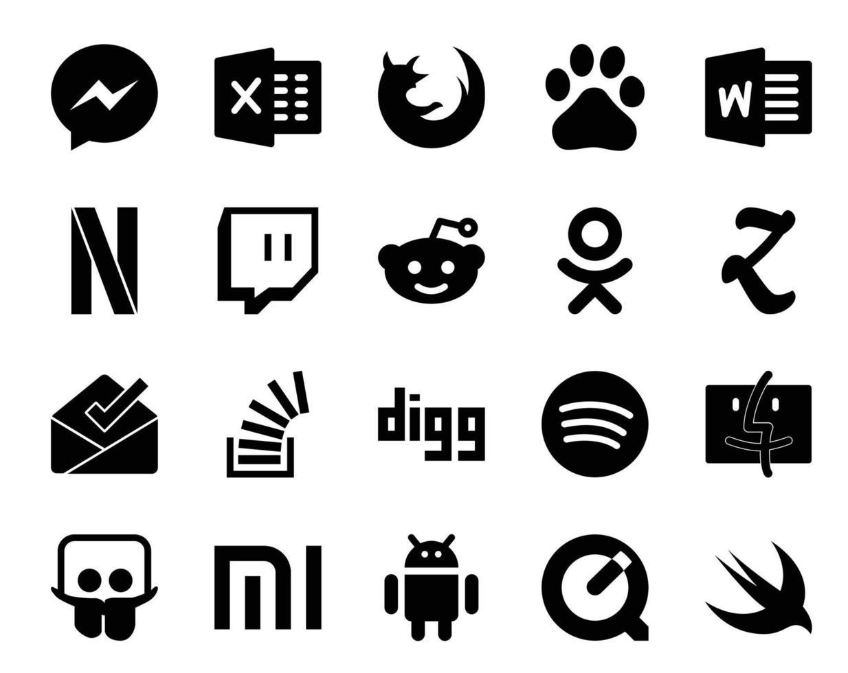 20 Social Media Icon Pack Including spotify overflow reddit stock stockoverflow vector