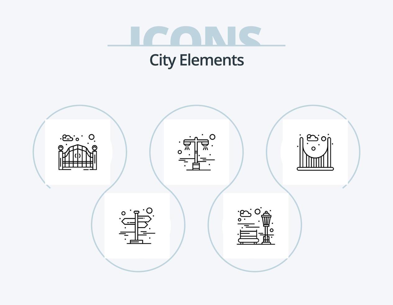 City Elements Line Icon Pack 5 Icon Design. hospital. building. light. park. city vector