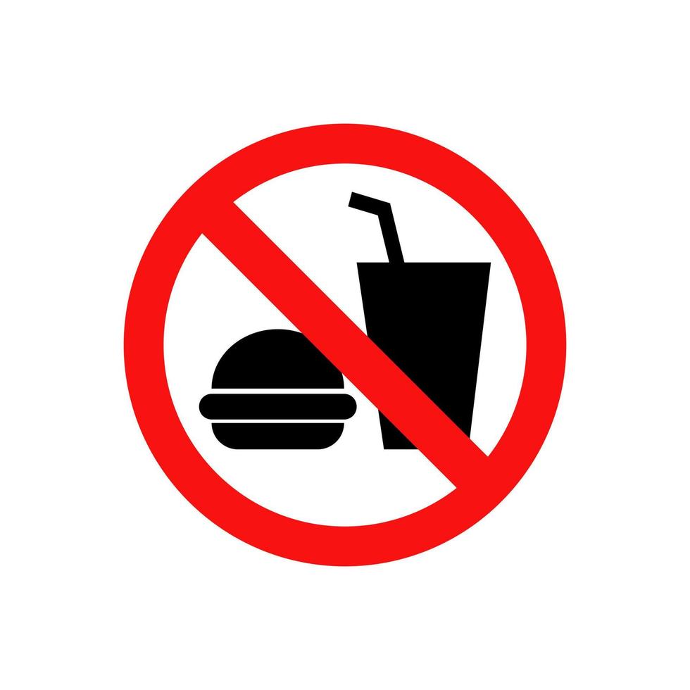 Sign prohibiting no food and drinks isolated on a white background. vector