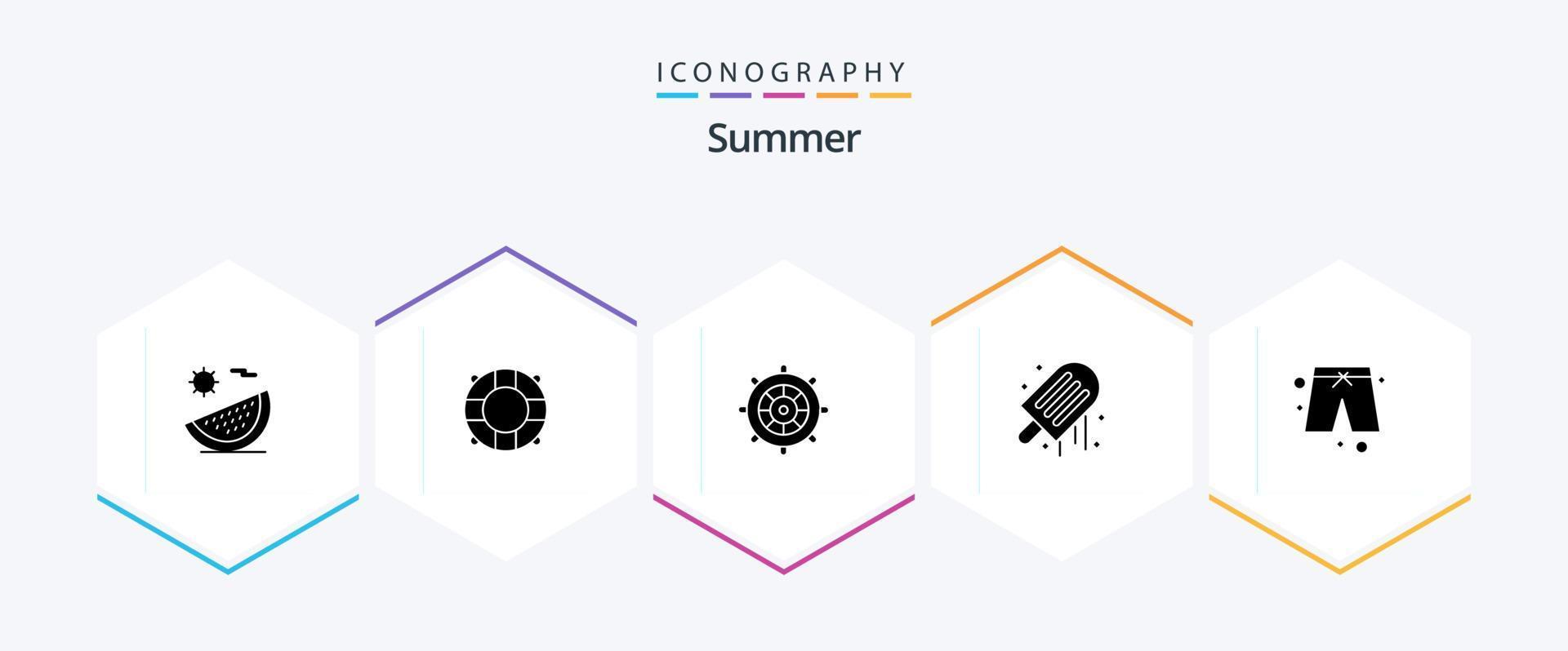 Summer 25 Glyph icon pack including pants. summer. beach. ice cream. beach vector