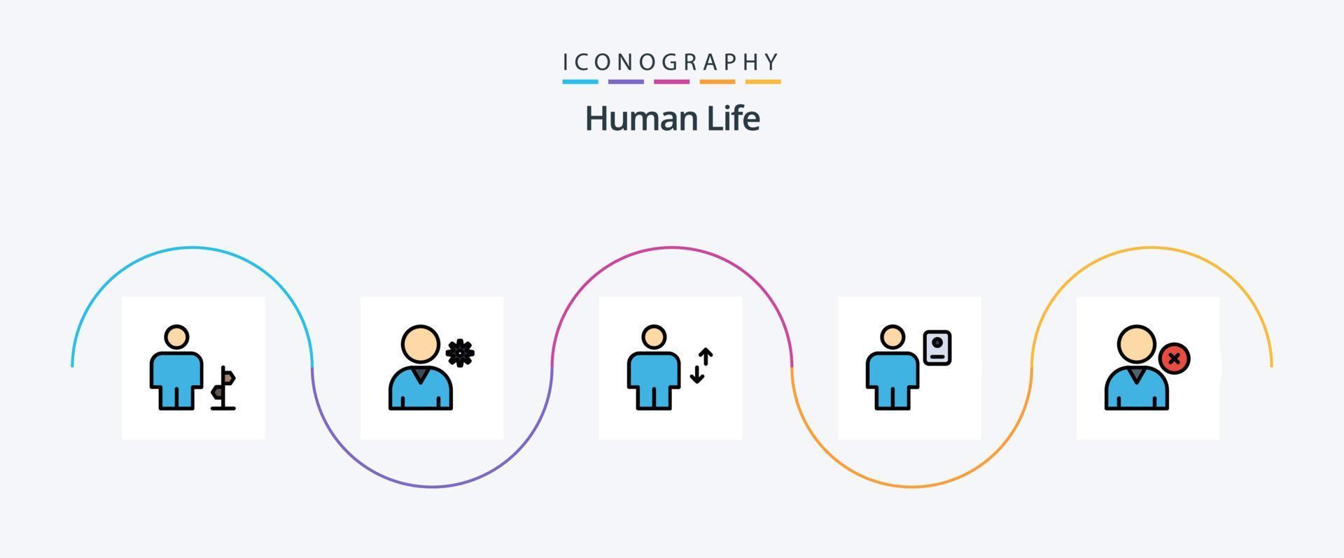 paquete de iconos de 5 planos llenos de línea humana que incluye perfil. descripción. avatar. cuerpo. mover vector