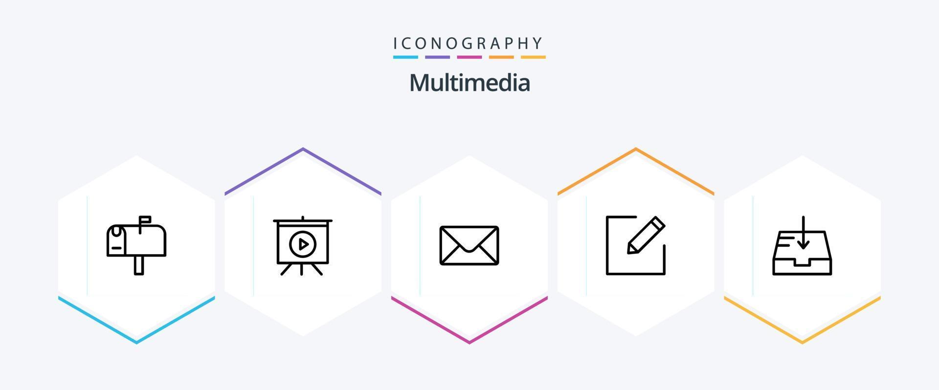 Multimedia 25 Line icon pack including . compose. . mailbox vector