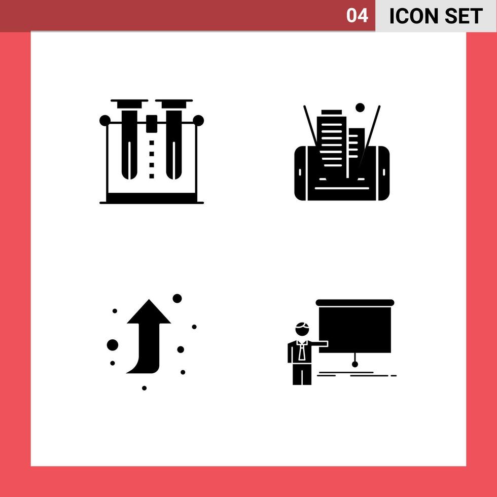 Universal Solid Glyph Signs Symbols of chemistry arrow testing cell right up Editable Vector Design Elements