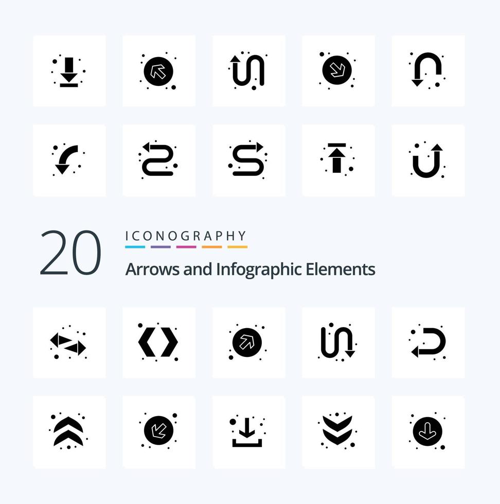 20 Arrow Solid Glyph icon Pack like arrows left arrows u turn arrow vector