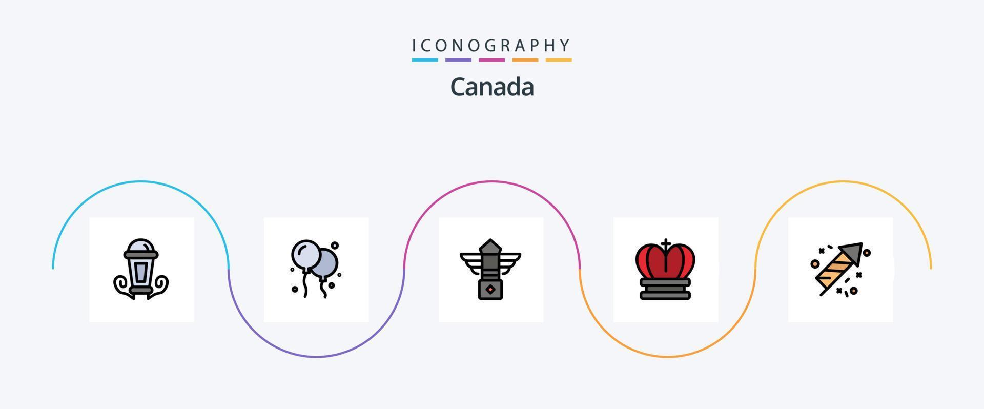 paquete de iconos de 5 planos llenos de línea de canadá que incluye canadá. Fuegos artificiales. luz. imperio. rey vector