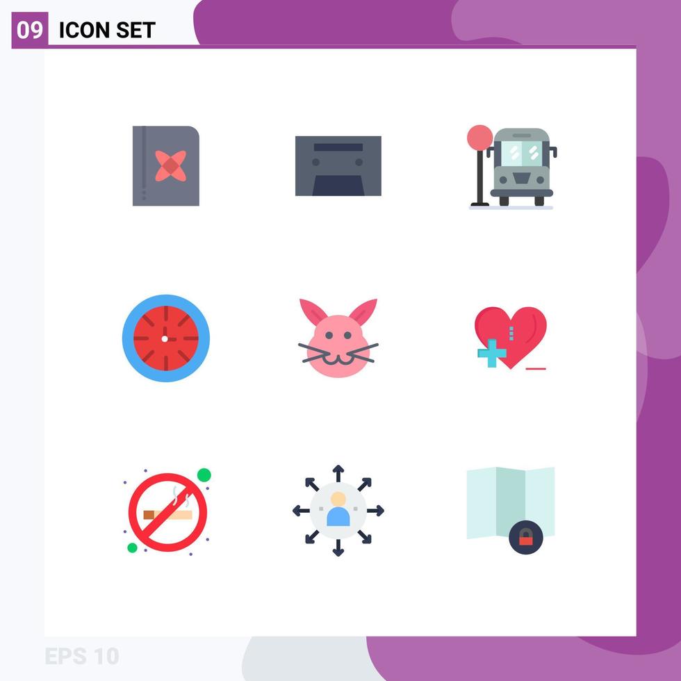 Stock Vector Icon Pack of 9 Line Signs and Symbols for rabbit bynny life bunny clock Editable Vector Design Elements