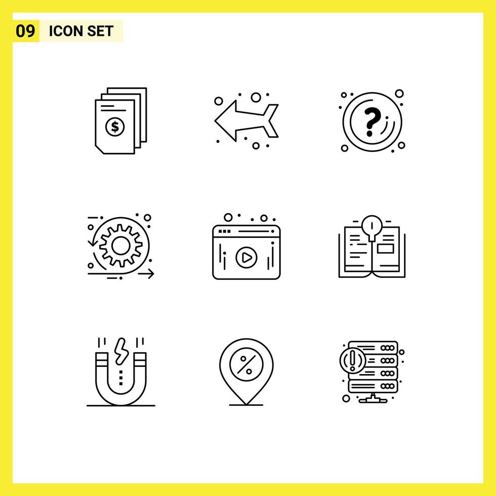 9 Outline concept for Websites Mobile and Apps time scrum help development information Editable Vector Design Elements