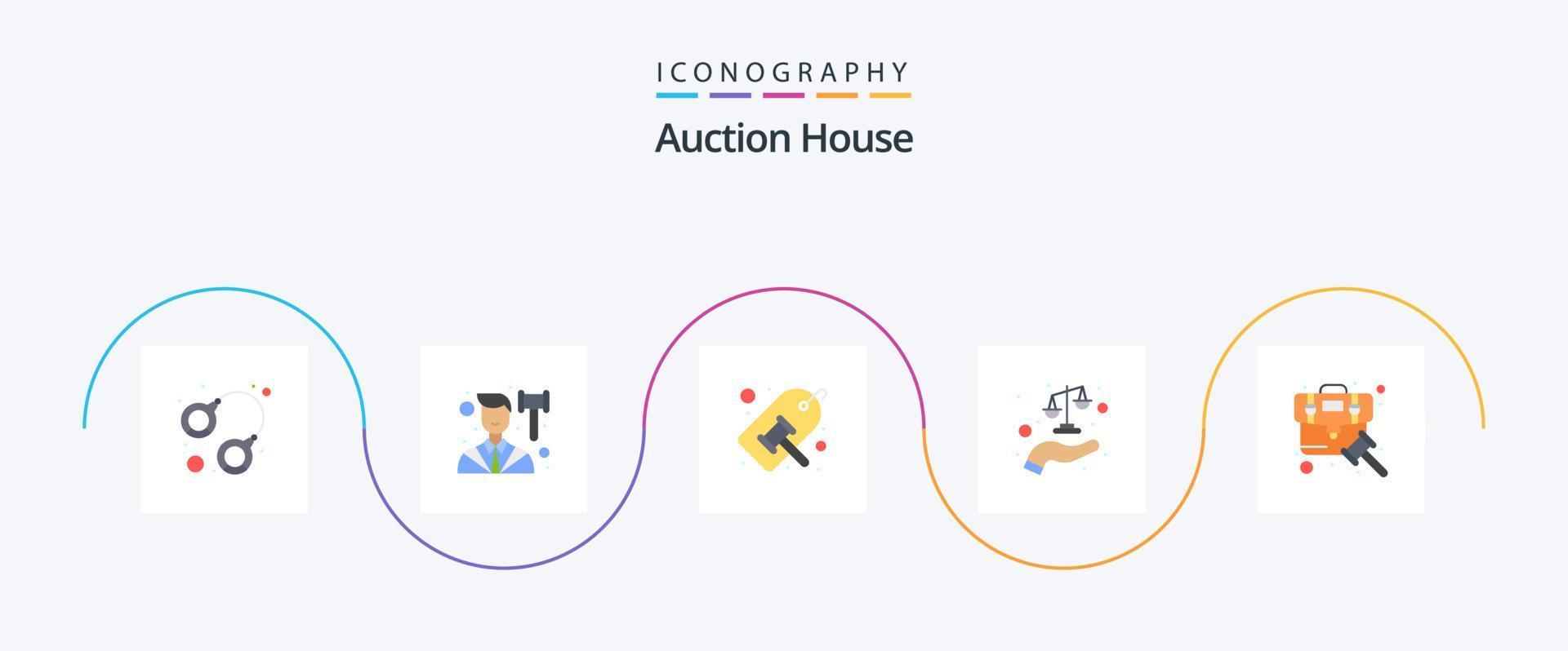 paquete de iconos de 5 planos de subasta que incluye justicia. corte. ley. etiqueta. etiqueta vector