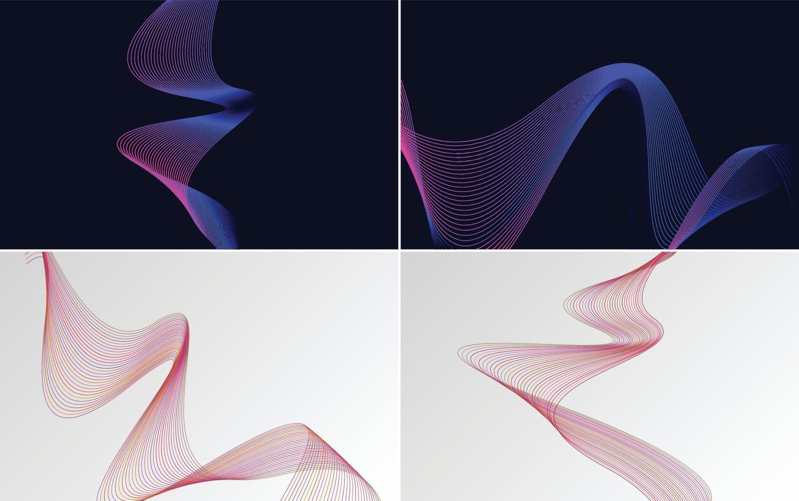 agregue un atractivo visual a sus presentaciones con estos fondos abstractos de líneas onduladas vector