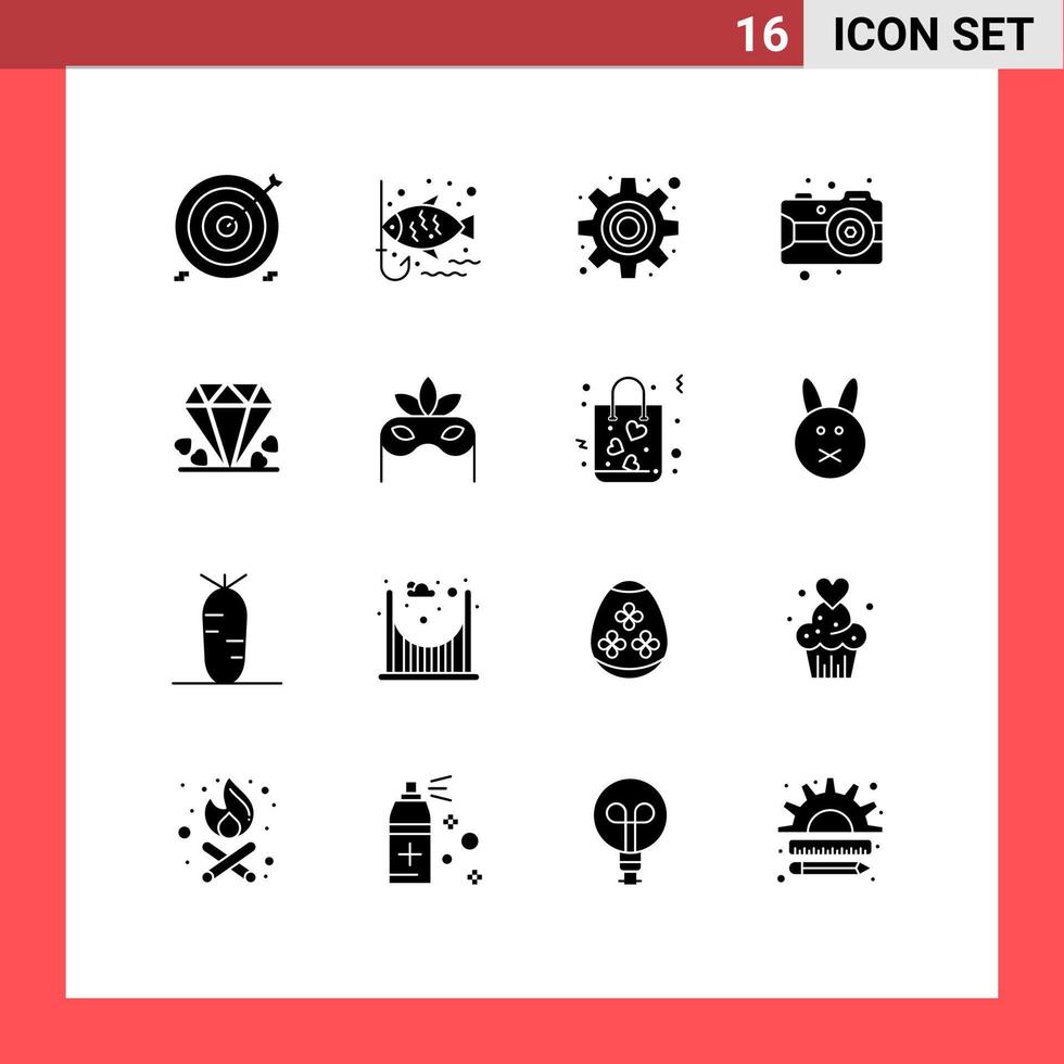 Set of 16 Modern UI Icons Symbols Signs for gift camera leisure paint art Editable Vector Design Elements