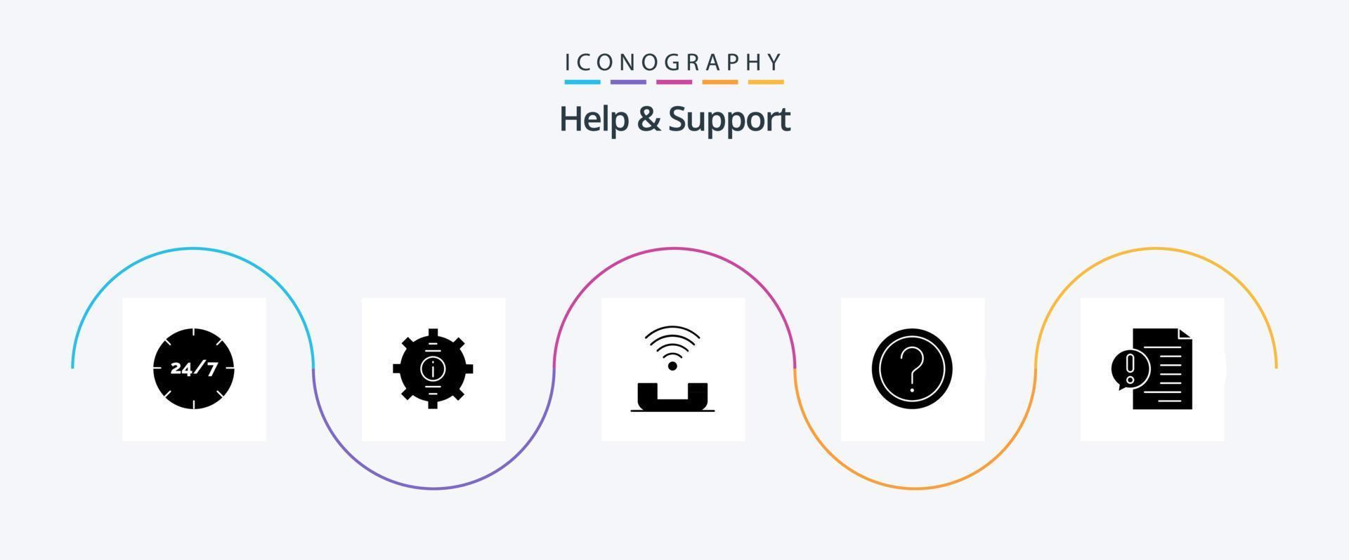 Help And Support Glyph 5 Icon Pack Including help. customer. service. telephone. productivity vector