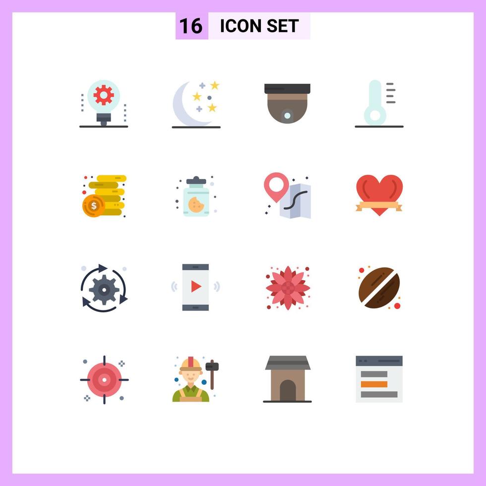 16 Thematic Vector Flat Colors and Editable Symbols of coins income cam finance christmas Editable Pack of Creative Vector Design Elements