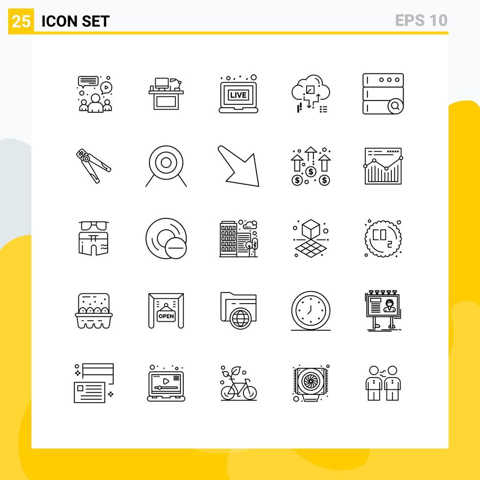 Set of 25 Modern UI Icons Symbols Signs for arrow connect office cloud live Editable Vector Design Elements
