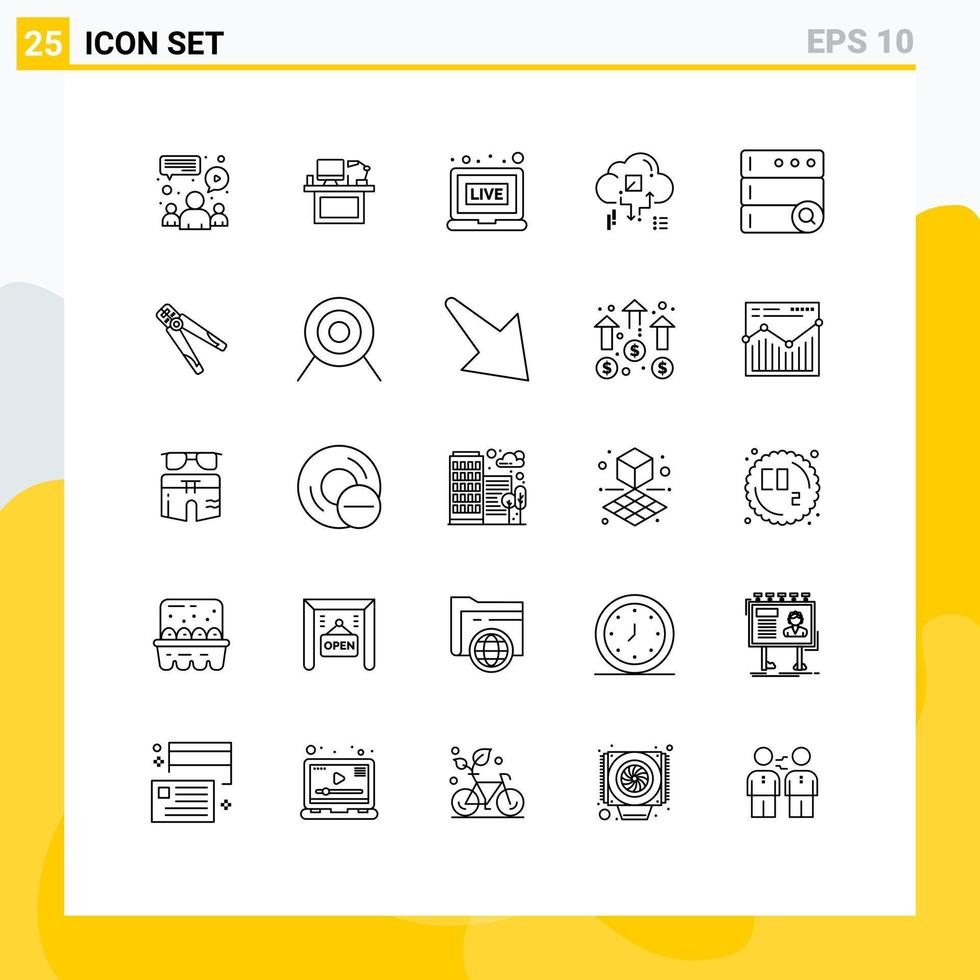 conjunto de 25 iconos de ui modernos símbolos signos para flecha conectar oficina nube elementos de diseño vectorial editables en vivo vector