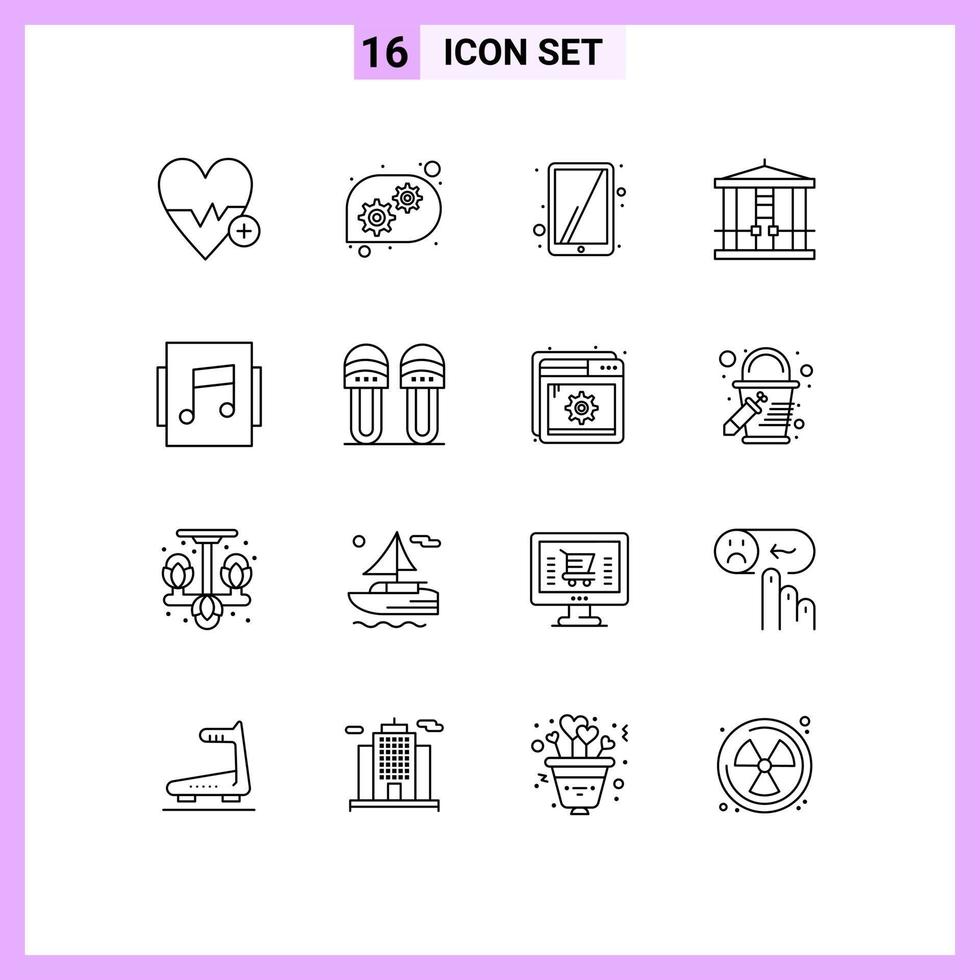 16 Outline concept for Websites Mobile and Apps clothes music tablet album killer Editable Vector Design Elements