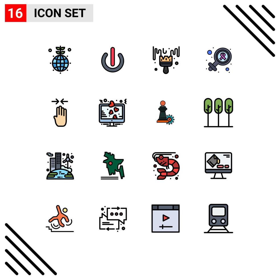 paquete de iconos de vectores de stock de 16 signos y símbolos de línea para el día del cáncer de cuatro dedos signo de pincel elementos de diseño de vectores creativos editables femeninos