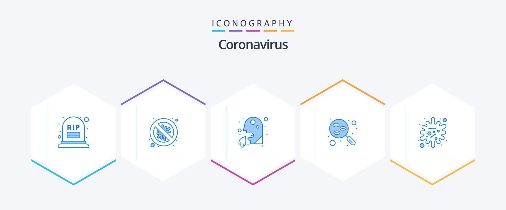 paquete de iconos azules coronavirus 25 que incluye antígeno. investigación. peligro. laboratorio. hombre vector