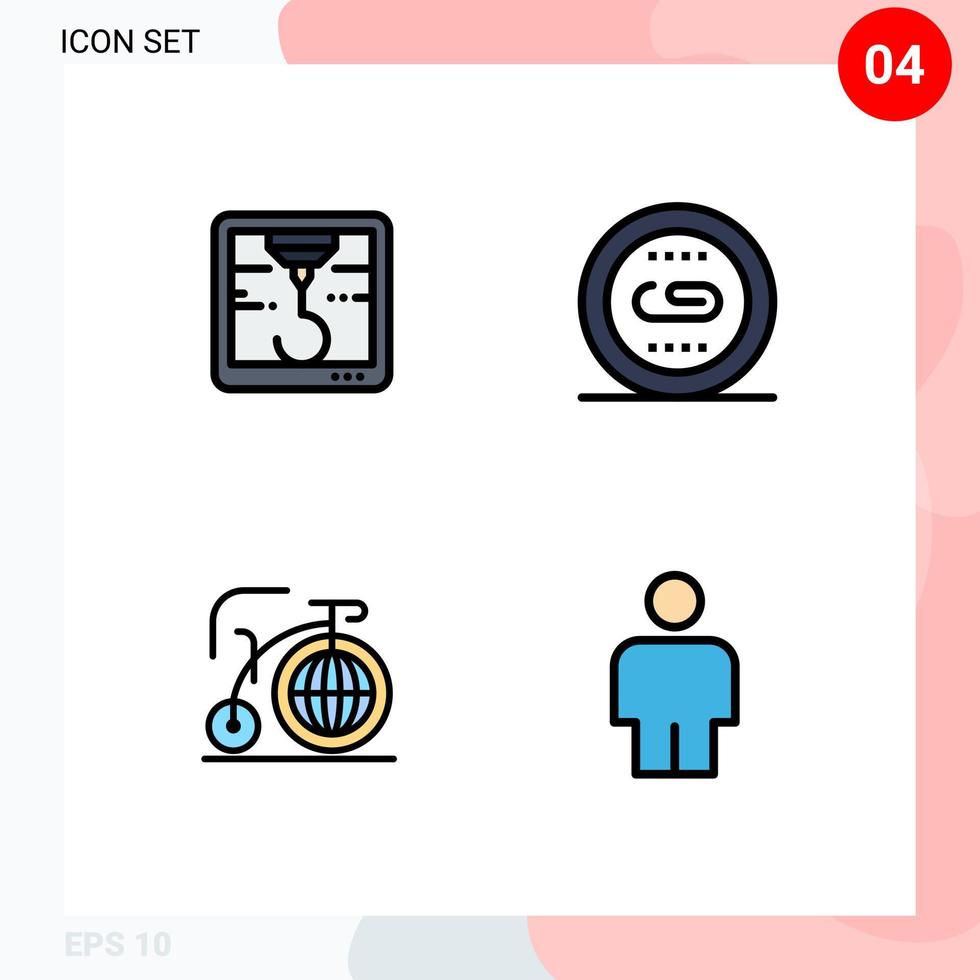 4 Creative Icons Modern Signs and Symbols of printer dream linking search body Editable Vector Design Elements