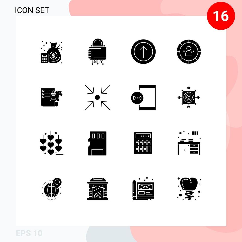 Set of 16 Modern UI Icons Symbols Signs for chess management secure efficiency chart Editable Vector Design Elements