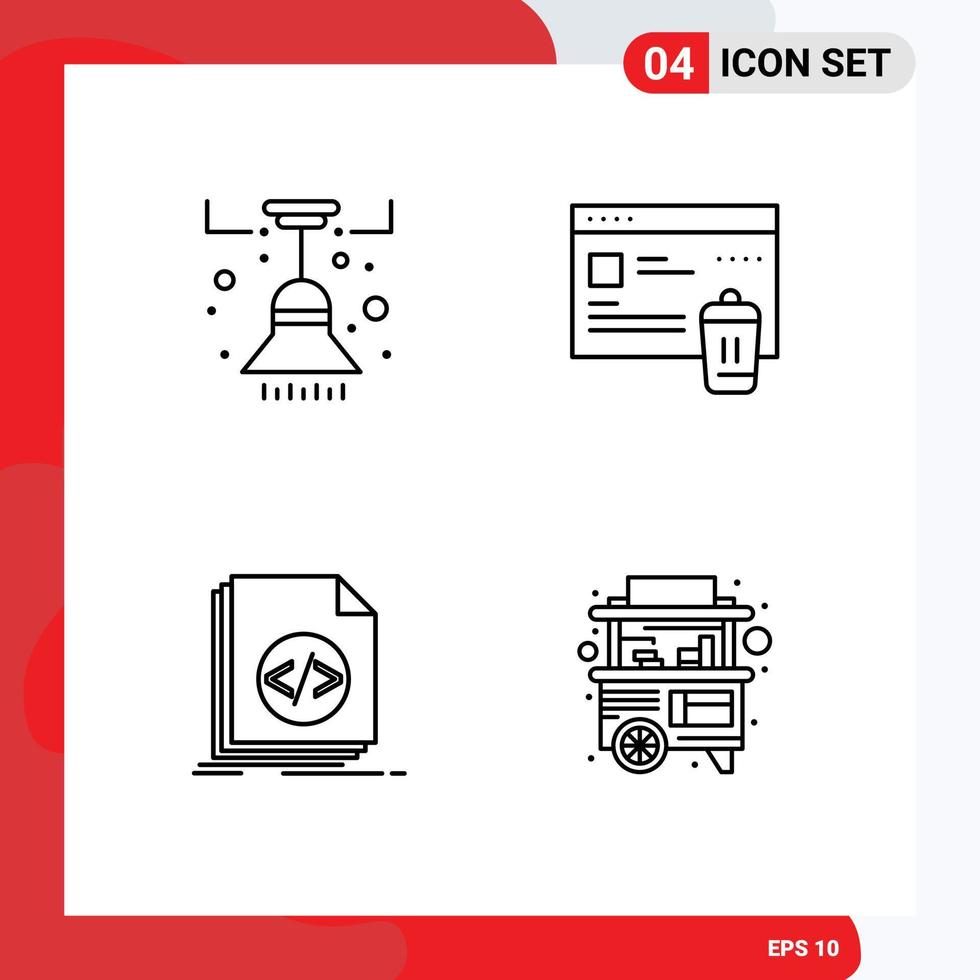 4 Creative Icons Modern Signs and Symbols of chandelier coding light been programming Editable Vector Design Elements