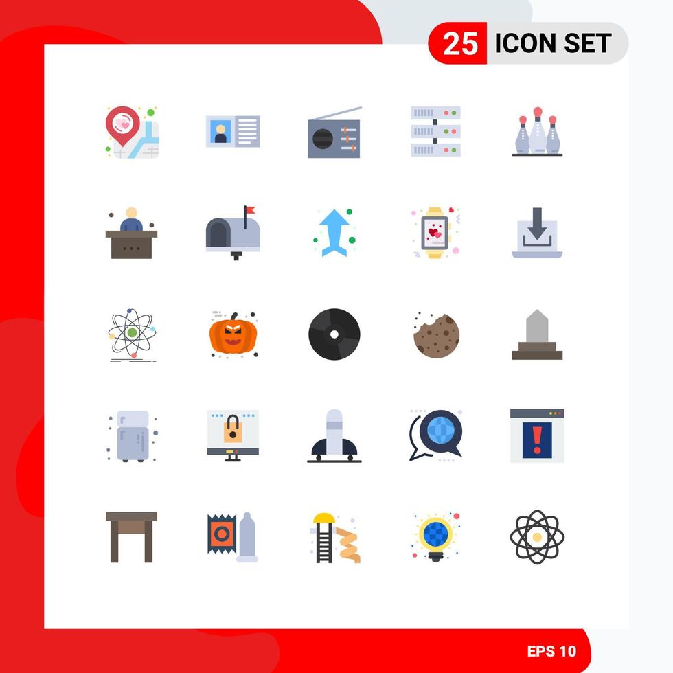 25 Thematic Vector Flat Colors and Editable Symbols of skittle bowling information server backup Editable Vector Design Elements