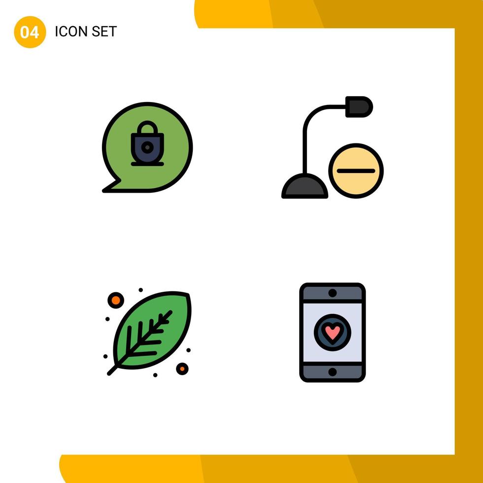 4 Creative Icons Modern Signs and Symbols of chat green computers hardware plant Editable Vector Design Elements