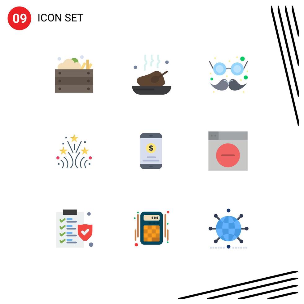 paquete de iconos de vector de stock de 9 signos y símbolos de línea para elementos de diseño de vector editables de traje de fuego de comida de fuegos artificiales de boda