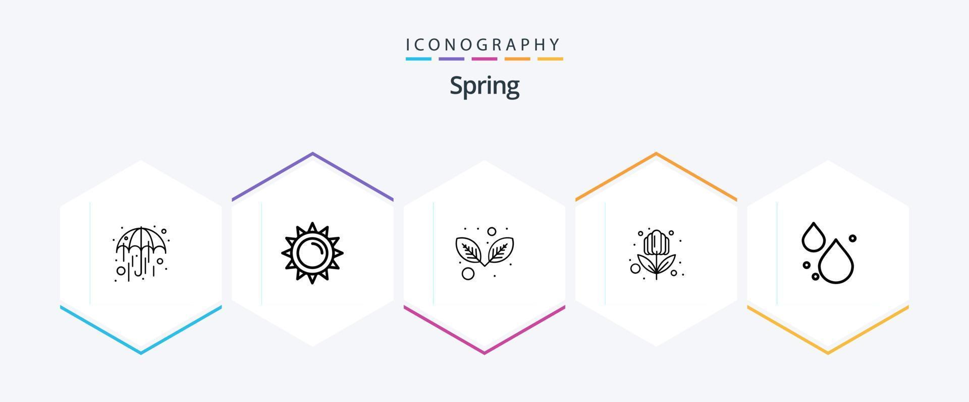 paquete de iconos de 25 líneas de primavera que incluye . primavera. naturaleza. inclinarse. verano vector