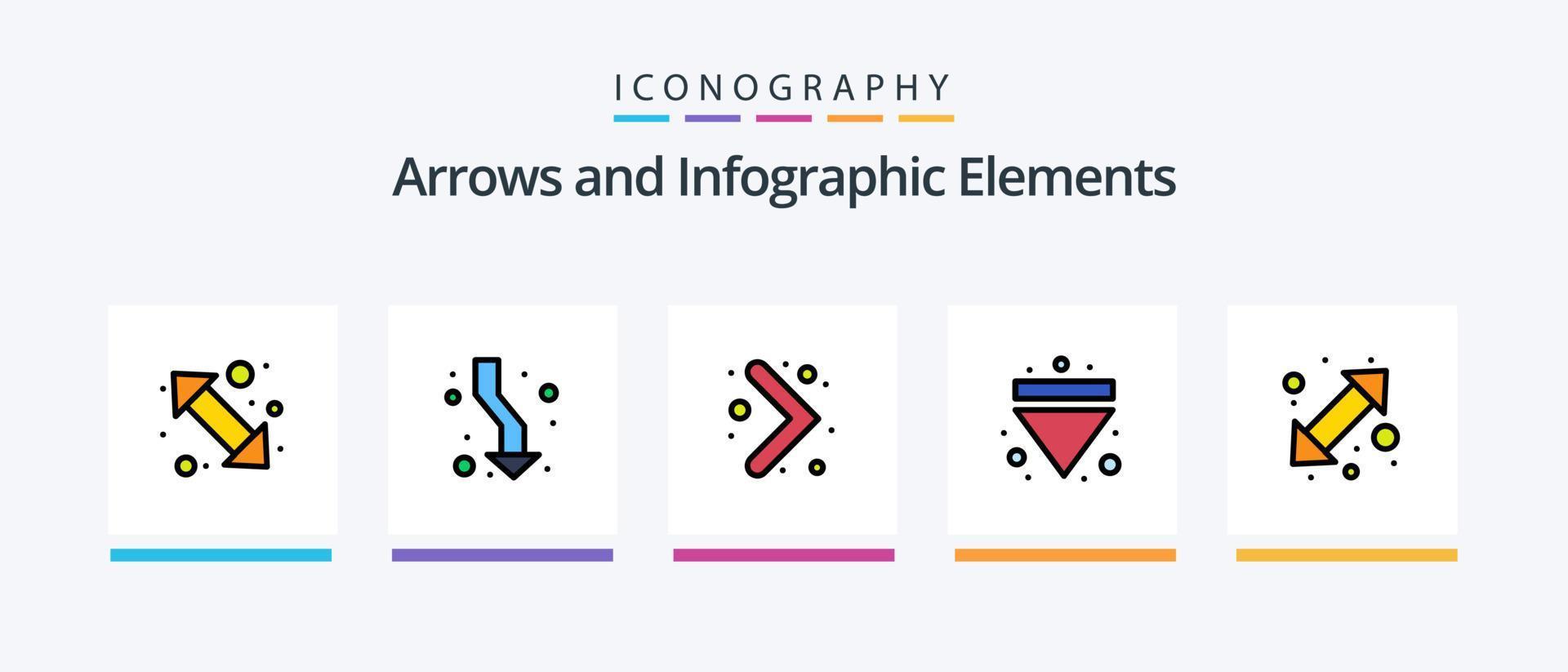 Arrow Line Filled 5 Icon Pack Including arrow. up. up right. arrows. right. Creative Icons Design vector